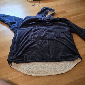 The Comfy Navy Blue Hooded Blanket Sweatshirt Sz S